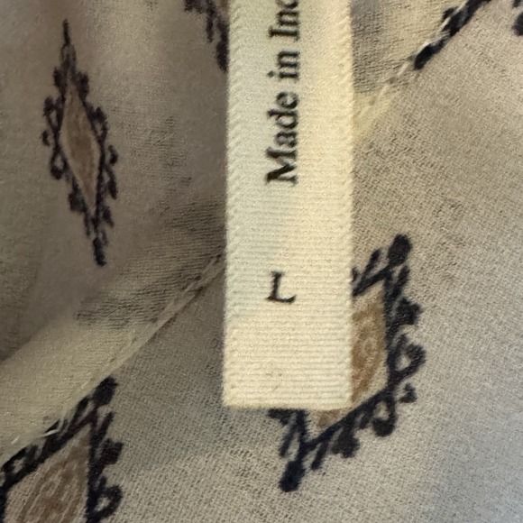 Live & Truth Large Shirt Top White Paisley Slit Long Sleeve Keyhole Scoop Neck - Picture 9 of 9